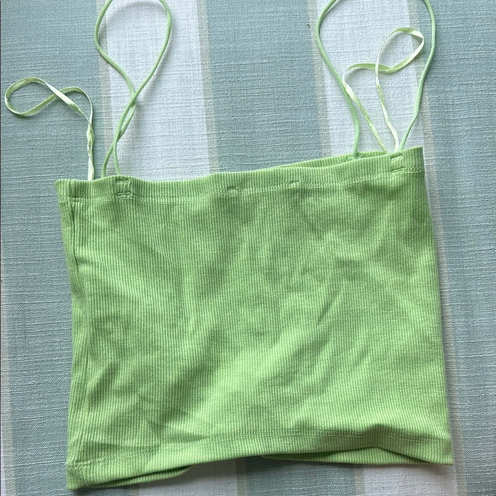 Zara Green Fitted Crop Camisole